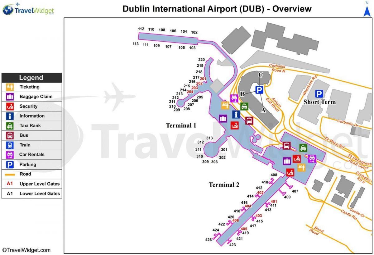Plattegrond luchthaven Dublin