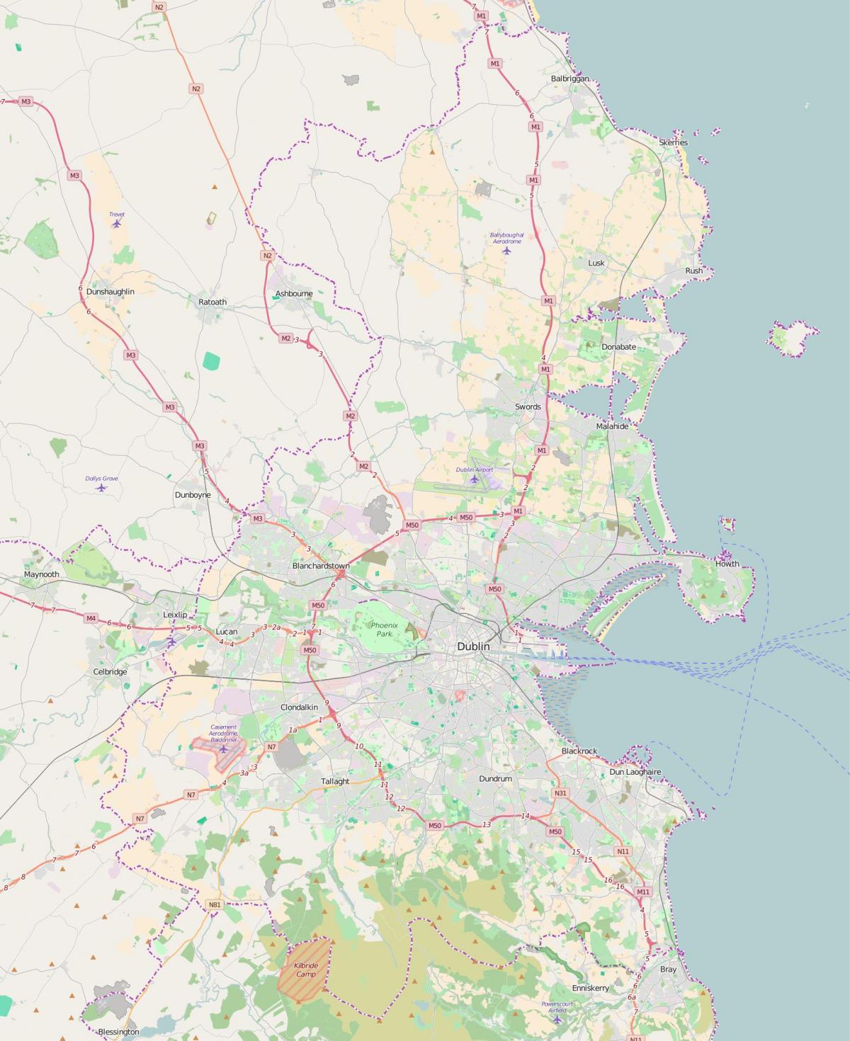 Dublin luchthavens kaart