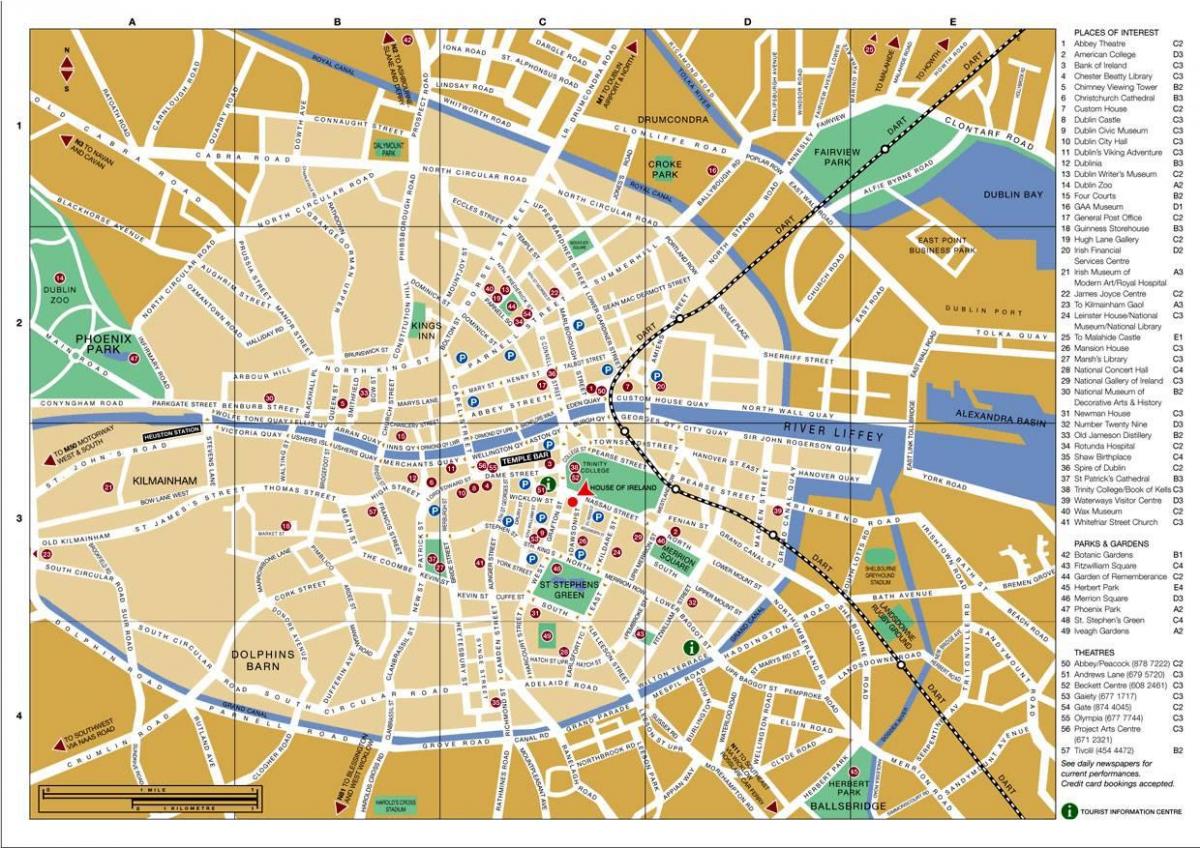 Dublin stadscentrum kaart