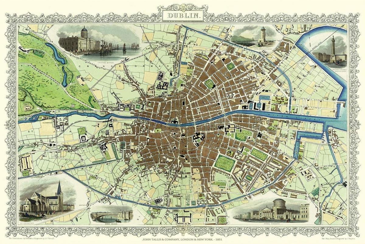 Antieke kaart Dublin